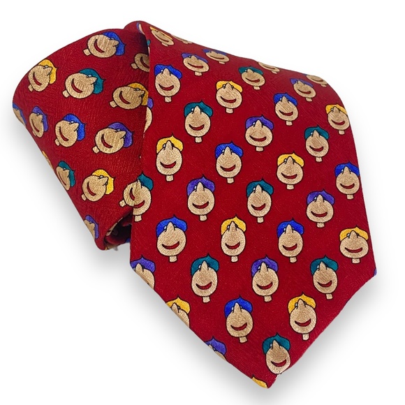 Matt LeBlanc Save the Children Silk Necktie Red Cartoon Tie Father's Day Gift - Picture 1 of 6